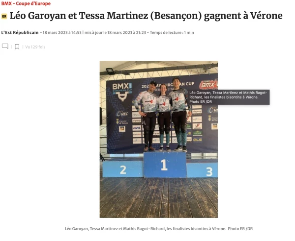 Jérémy Rencurel, Léo Garoyan et Tessa Martinez, le trio majeur du BMX Besançon