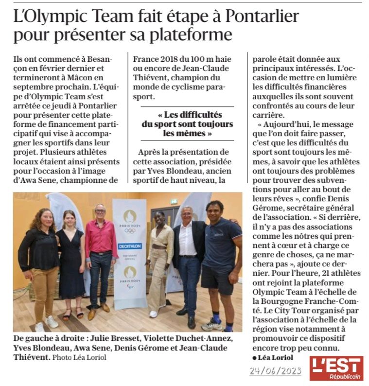 Olympic Team fait étape à Pontarlier !